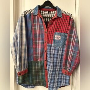 Vintage 90s Carole Little Sport American Wear Denim Flannel